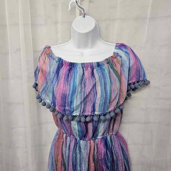 Andre by Unit Purple Striped Maxi Dress Boho Festival M - Picture 2 of 11